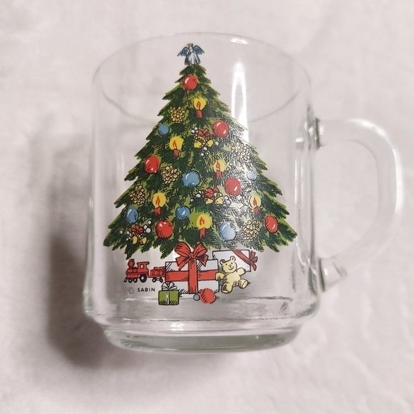 𝅺Sabin Vintage Clear Glass Christmas Tree Coffee Mug - Picture 7 of 11